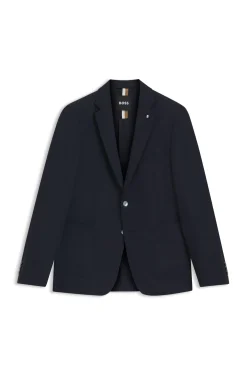 Slim-fit blazer in micro-patterned stretch wool
