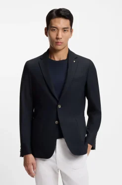 Slim-fit blazer in micro-patterned stretch wool