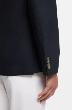 Slim-fit blazer in micro-patterned stretch wool