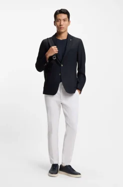 Slim-fit blazer in micro-patterned stretch wool