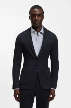 Slim-fit blazer in micro-patterned stretch jersey