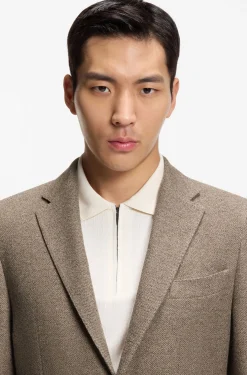 Slim-fit blazer in micro-patterned cotton