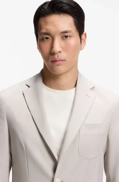 Slim-fit blazer in micro-patterned virgin wool