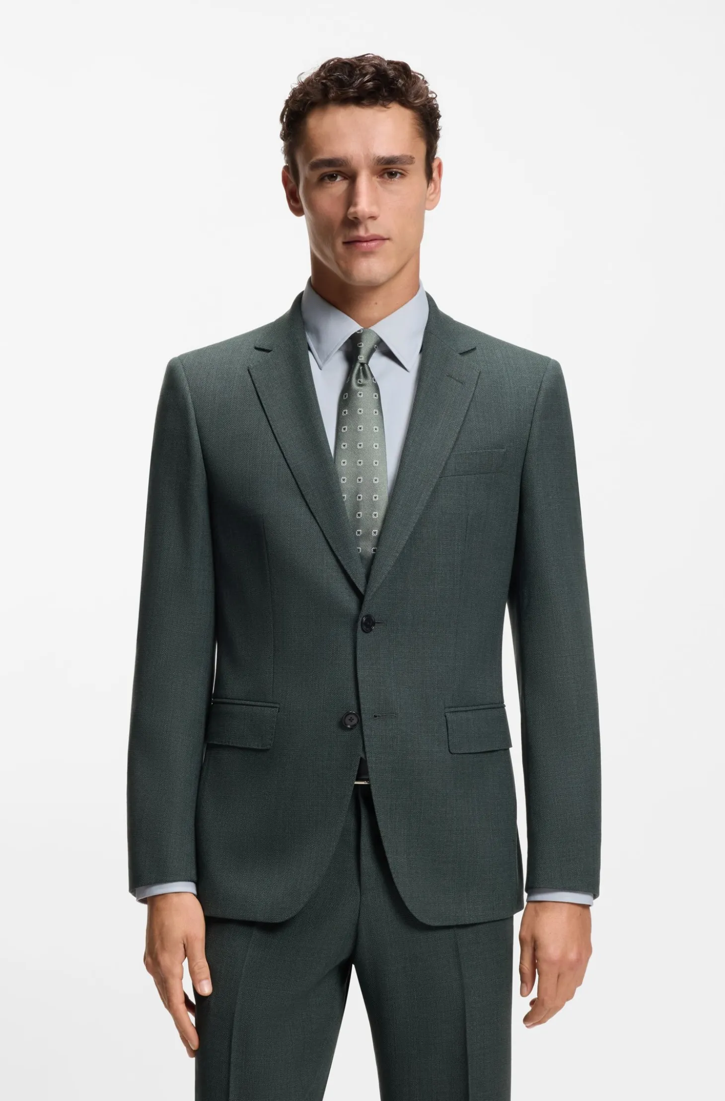 Slim-fit blazer in patterned stretch wool