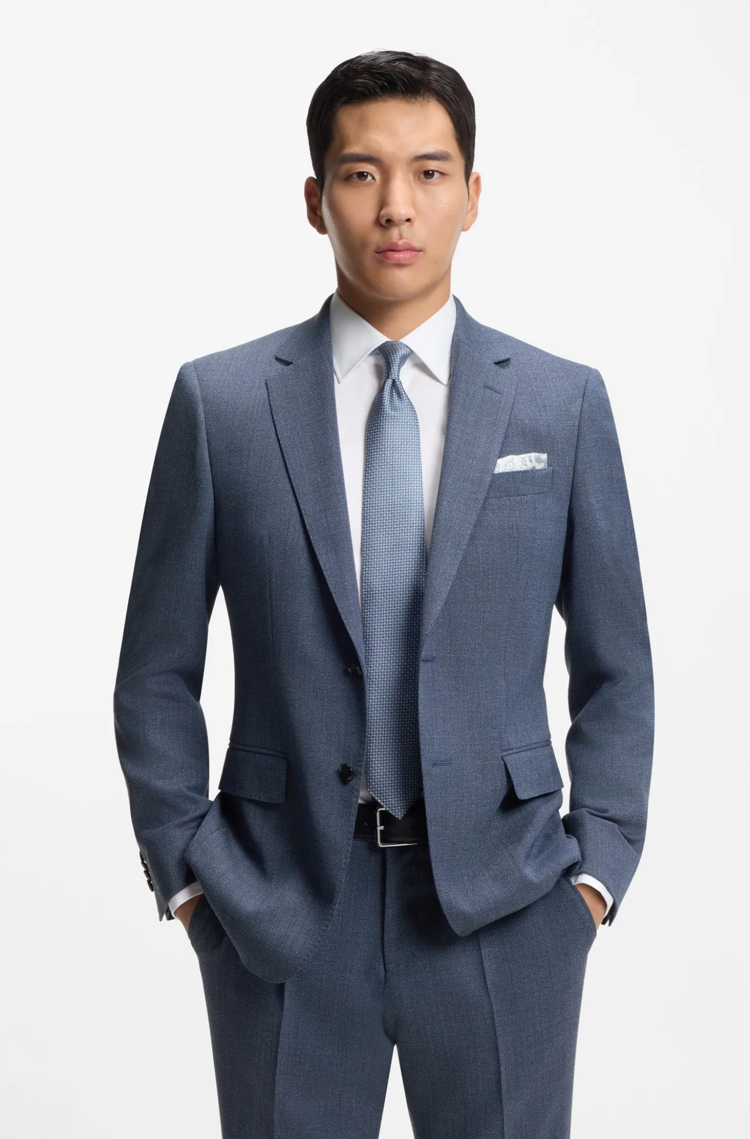Slim-fit blazer in patterned stretch wool