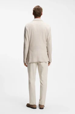 Slim-fit blazer in striped linen and cotton