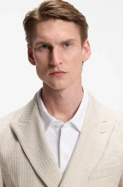 Slim-fit blazer in striped linen and cotton