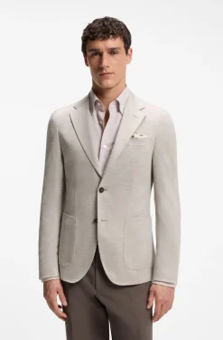Slim-fit blazer in virgin wool and cotton