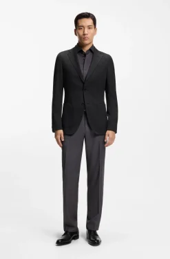 Slim-fit blazer in virgin wool and silk