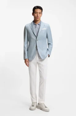 Slim-fit blazer in wool, silk and linen