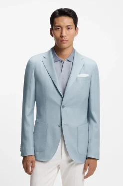 Slim-fit blazer in wool, silk and linen