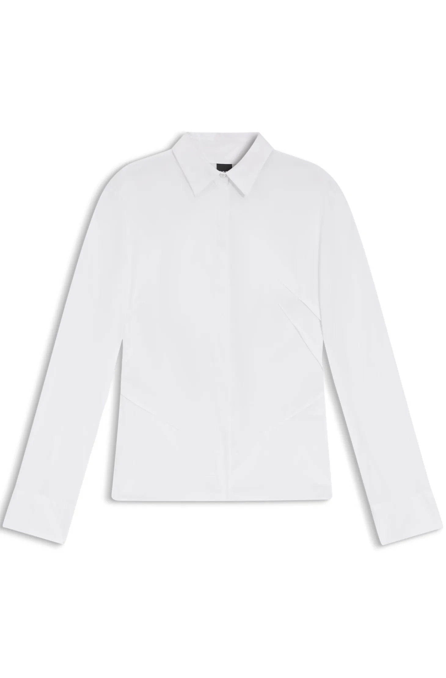 Slim-fit blouse in easy-iron cotton-blend poplin