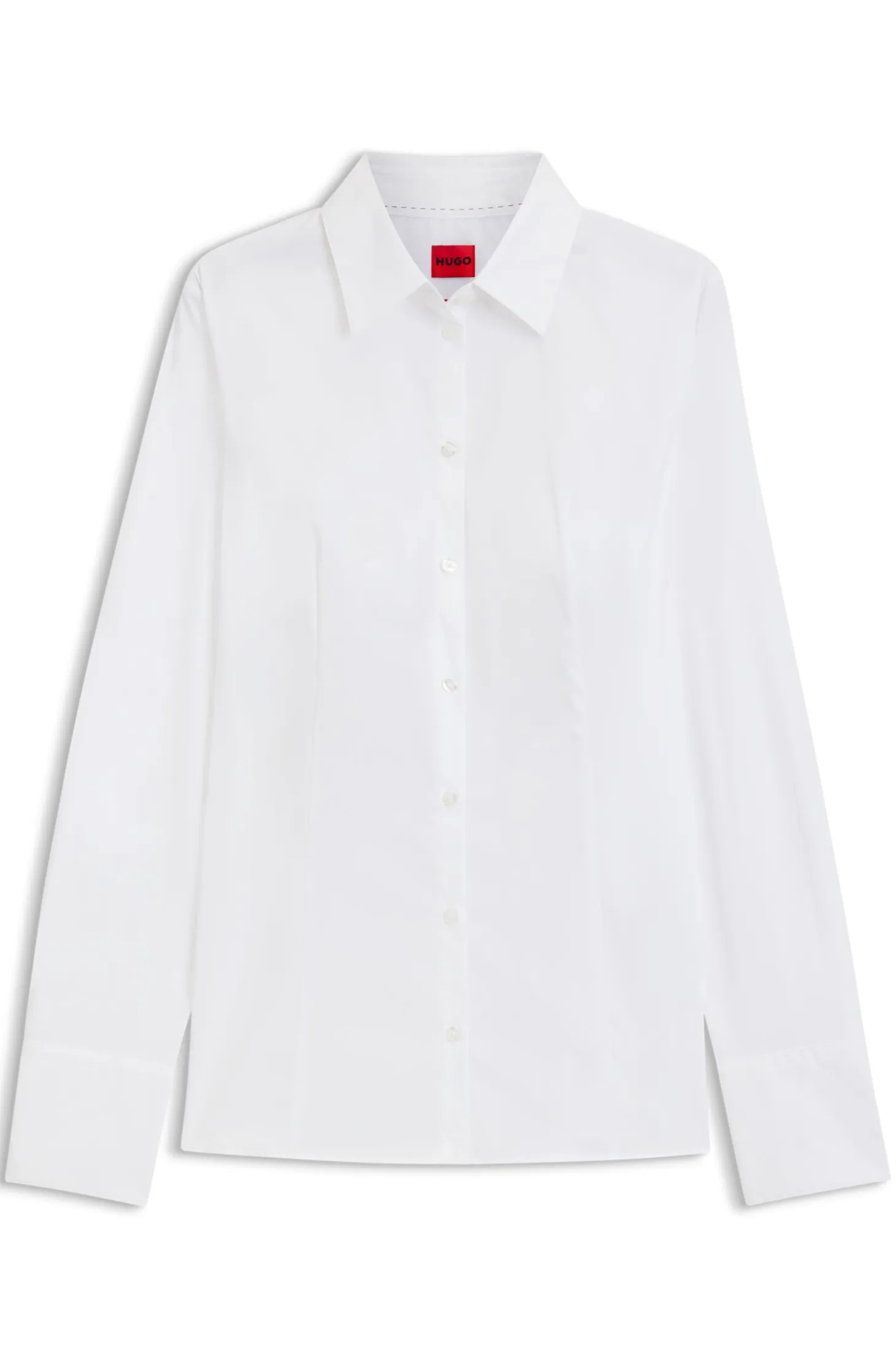 Slim-fit blouse in easy-iron poplin