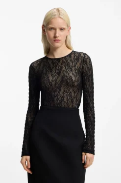 Slim-fit bodysuit in stretch lace