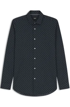 Slim-fit business shirt in stretch poplin