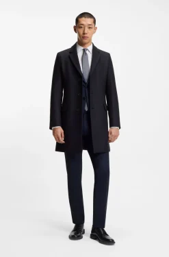 Slim-fit coat in a wool blend with cashmere