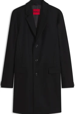 Slim-fit coat with three-button closure