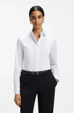 Slim-fit cotton-blend blouse with side zip