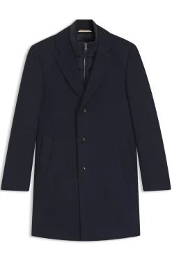 Slim-fit cotton-blend coat with detachable padded inner