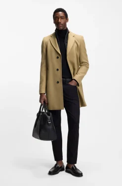 Slim-fit cotton-blend coat with detachable padded inner