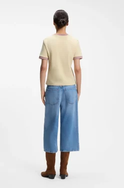 Slim-fit cotton T-shirt with contrast rib details