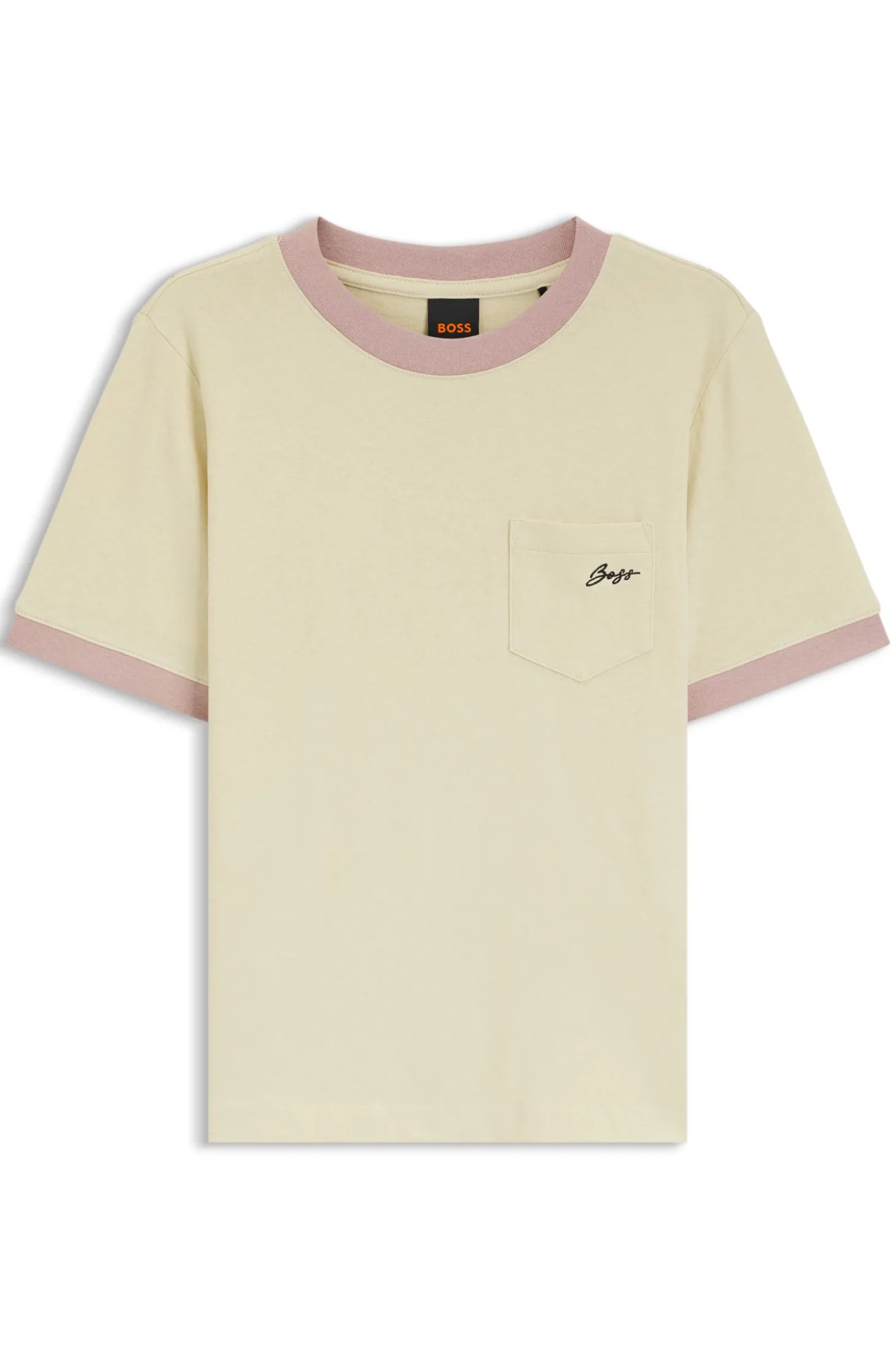 Slim-fit cotton T-shirt with contrast rib details