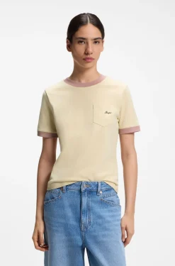 Slim-fit cotton T-shirt with contrast rib details