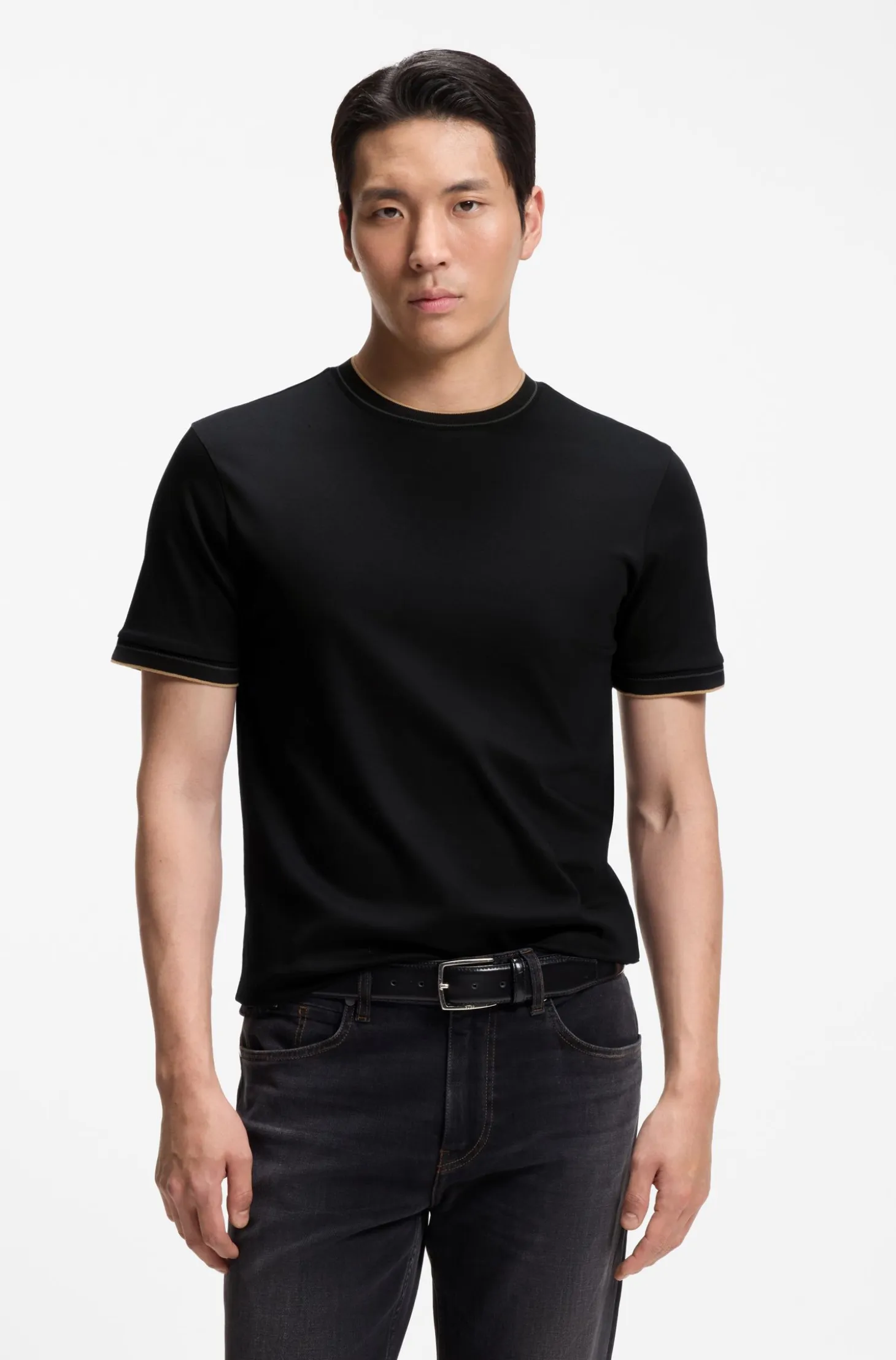 Slim-fit cotton T-shirt with crew neck