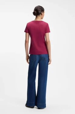 Slim-fit cotton T-shirt with handwritten logo embroidery