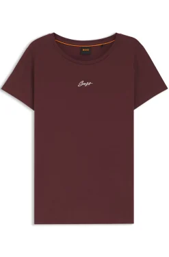 Slim-fit cotton T-shirt with handwritten logo embroidery
