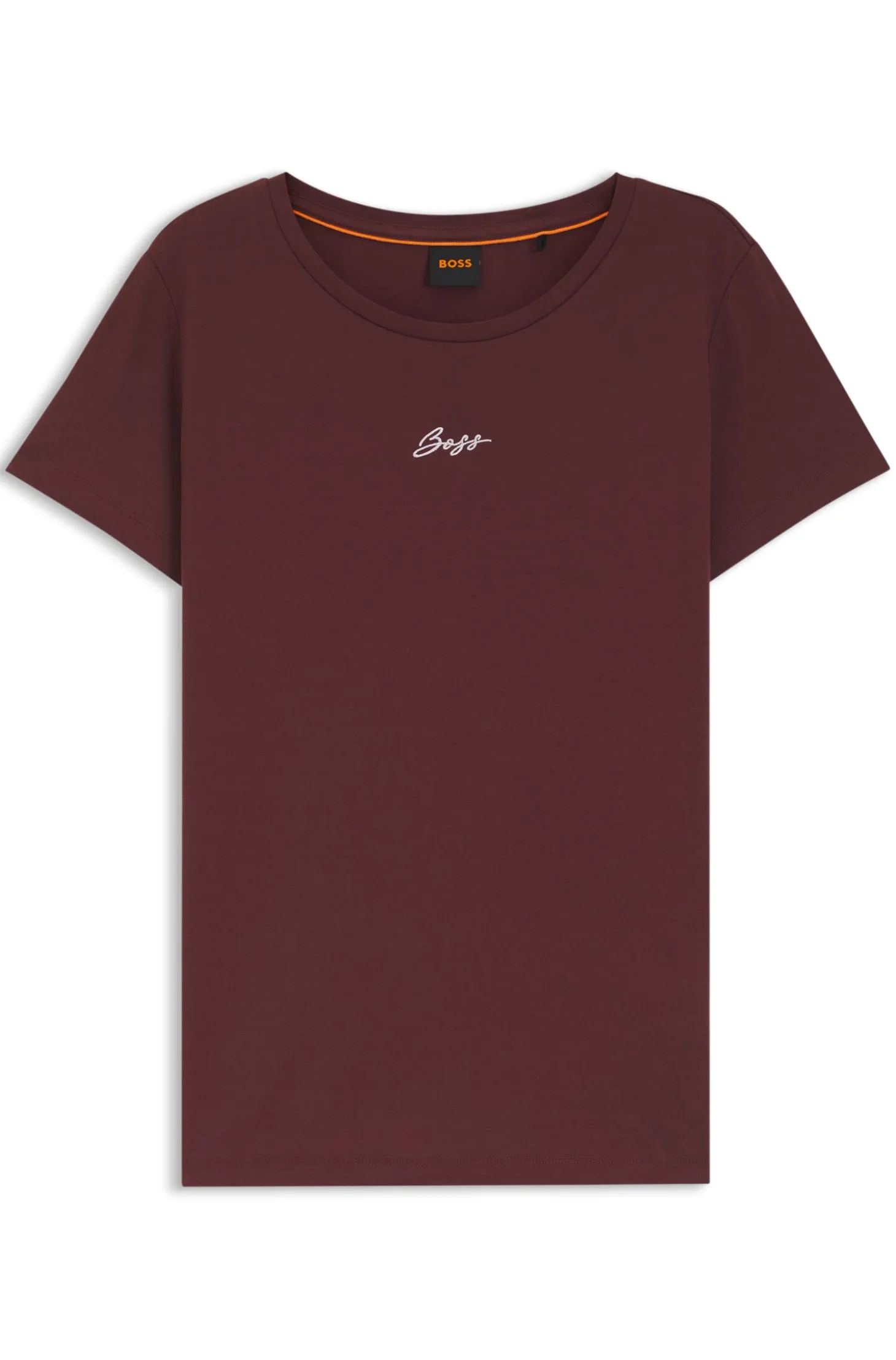 Slim-fit cotton T-shirt with handwritten logo embroidery