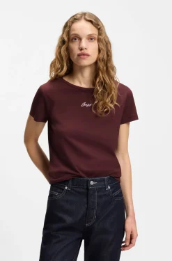 Slim-fit cotton T-shirt with handwritten logo embroidery