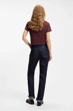 Slim-fit cotton T-shirt with handwritten logo embroidery