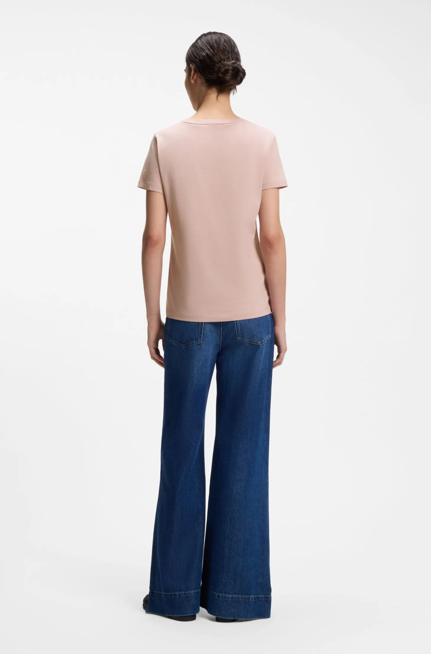 Slim-fit cotton T-shirt with handwritten logo embroidery