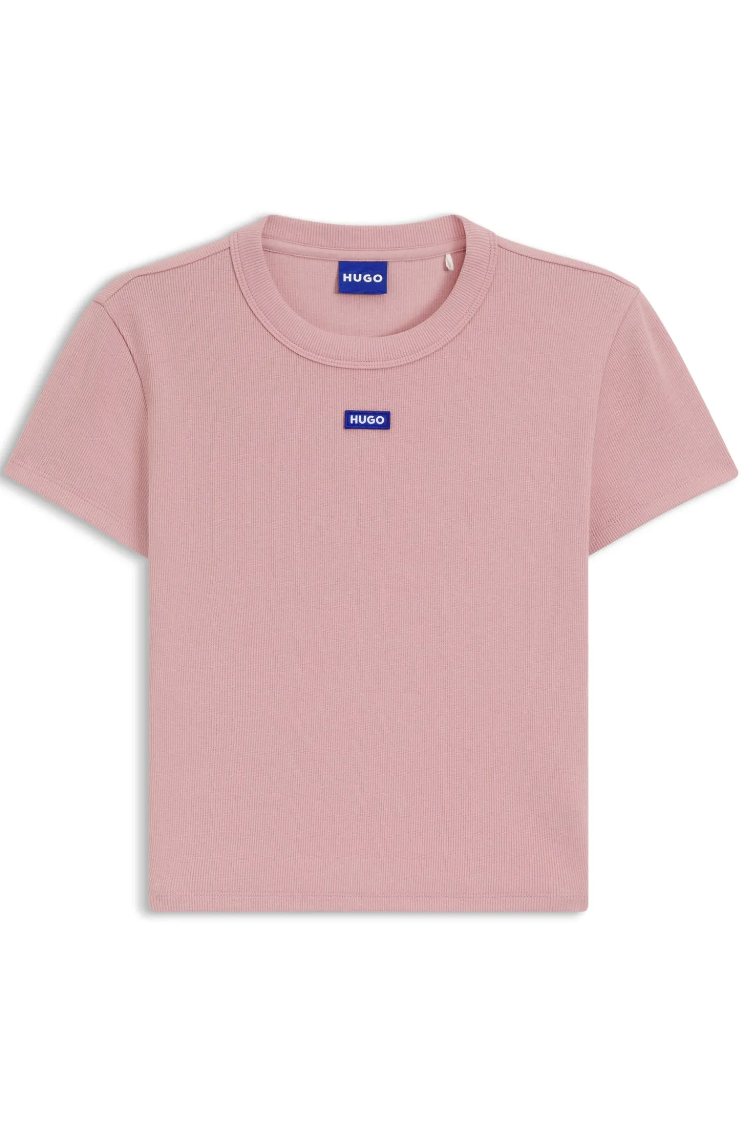 Slim-fit cropped T-shirt in stretch cotton