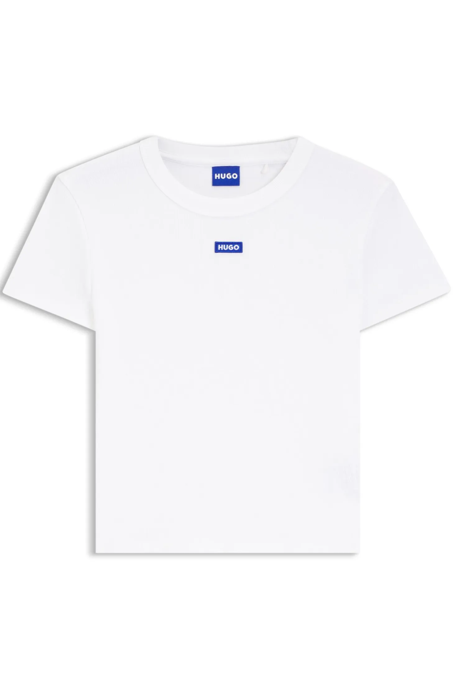 Slim-fit cropped T-shirt in stretch cotton