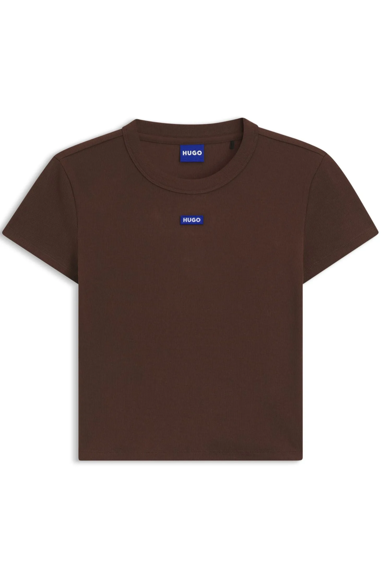 Slim-fit cropped T-shirt in stretch cotton