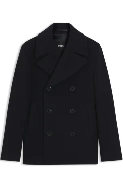 Slim-fit double-breasted coat in a wool blend