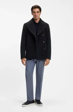 Slim-fit double-breasted coat in a wool blend