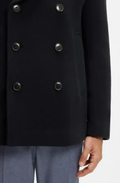 Slim-fit double-breasted coat in a wool blend