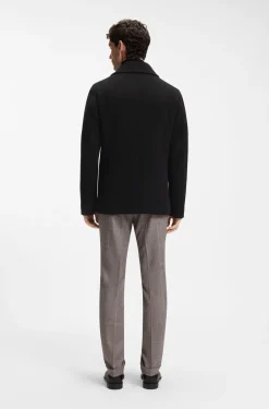Slim-fit double-breasted coat in a wool blend