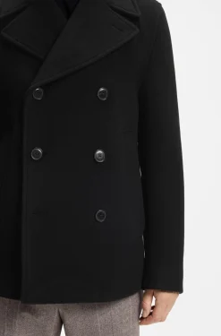 Slim-fit double-breasted coat in a wool blend