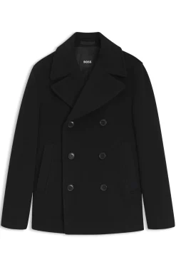 Slim-fit double-breasted coat in a wool blend