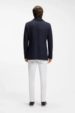 Slim-fit double-breasted short coat in a wool blend