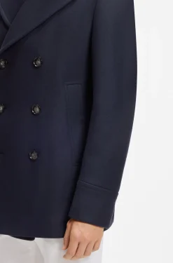 Slim-fit double-breasted short coat in a wool blend