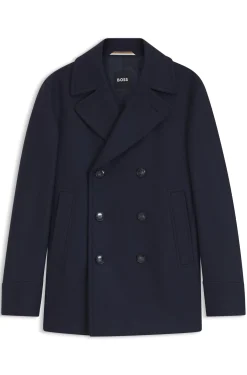 Slim-fit double-breasted short coat in a wool blend
