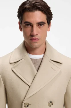 Slim-fit double-breasted short coat in a wool blend