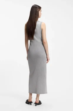 Slim-fit dress in stretch cotton with embossed logo