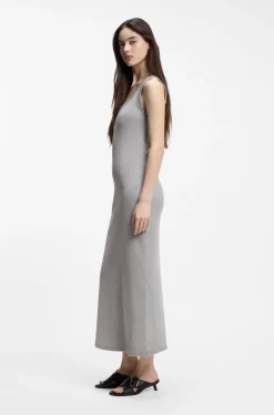 Slim-fit dress in stretch cotton with embossed logo