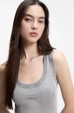 Slim-fit dress in stretch cotton with embossed logo